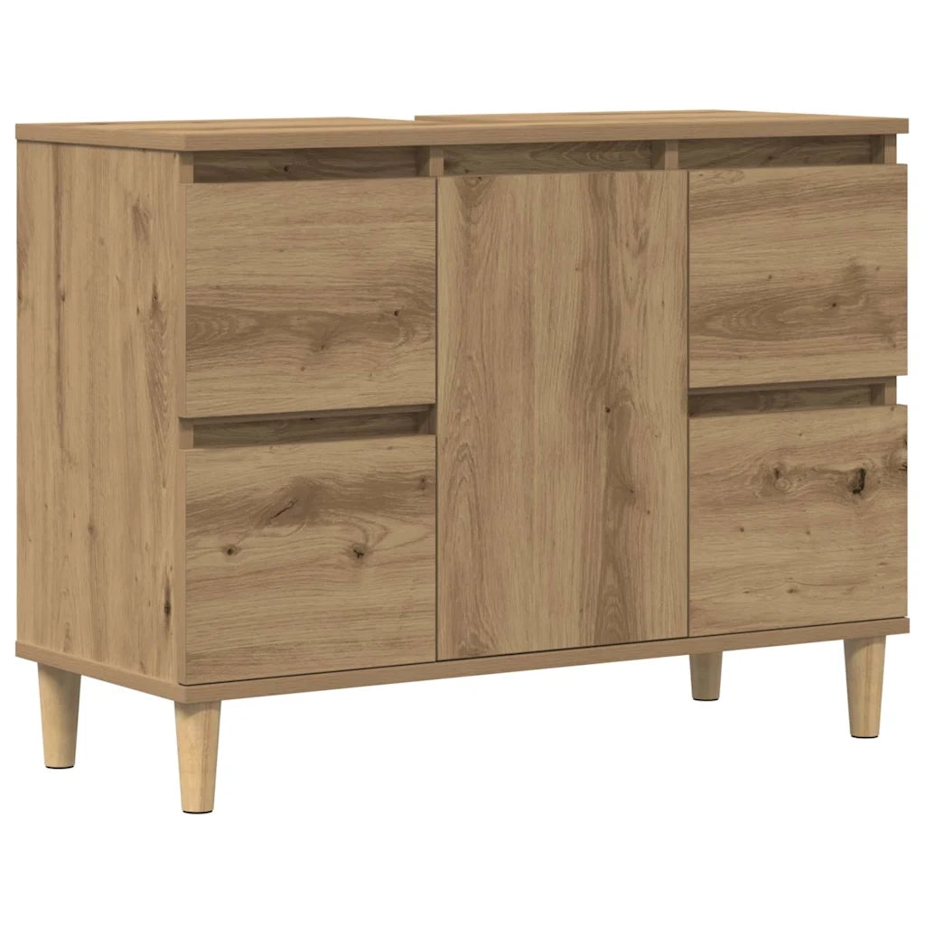 Mobile Lavabo Rovere Artigianale 80x33x60 cm Legno Multistrato 857127