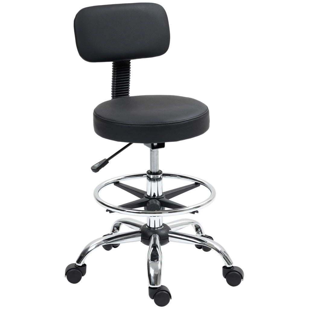 Sgabello con Ruote e Schienale Regolabile ¨C zephmum ¨C Nero