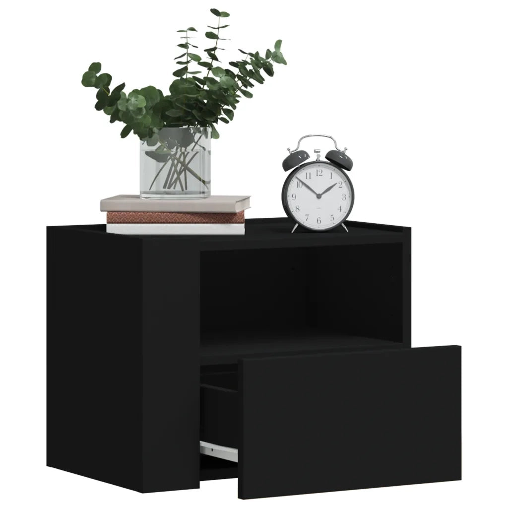 Comodino | Armadio da Notte | Mobiletto da notte a Muro Nero 45x30x35 cm
