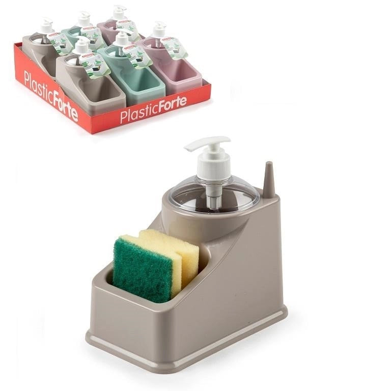 1 Pezzo Dispenser Sapone con Portaspugna Square 3 Colori