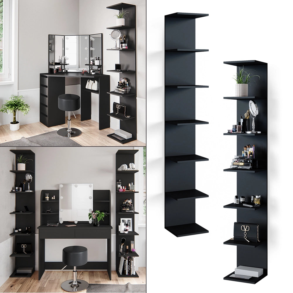 Vicco Libreria da parete Nero 30 x 190 cm aperto