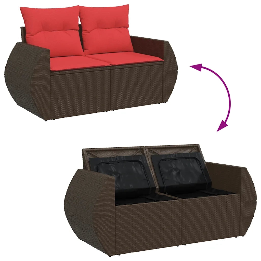 Set Divano da Giardino 5 pz con Cuscini Marrone in Polyrattan 3325570