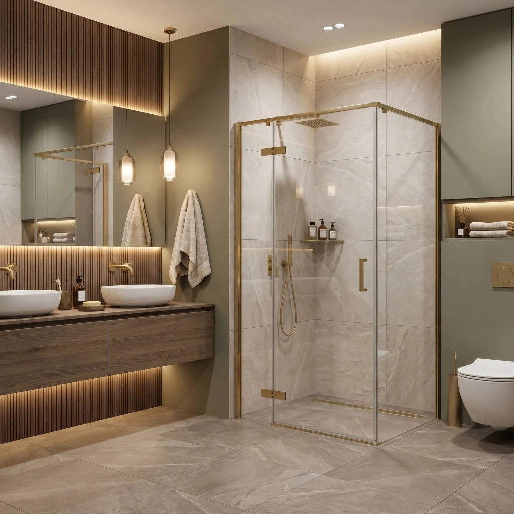 Cabina Doccia Rea Bruno 100x80 Brush Gold