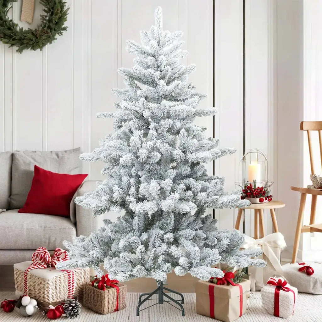 Albero di Natale Artificiale Snodato Foderato di Neve Bianco 42019327