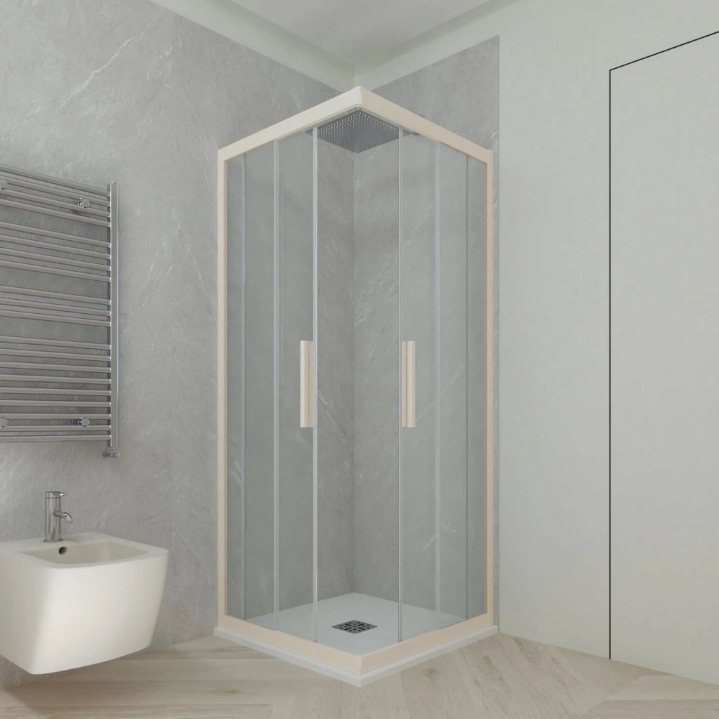 Box doccia angolare scorrevole 110x120 CM H 200 Vetro Trasparente Profilo Champagne mod. Kolors