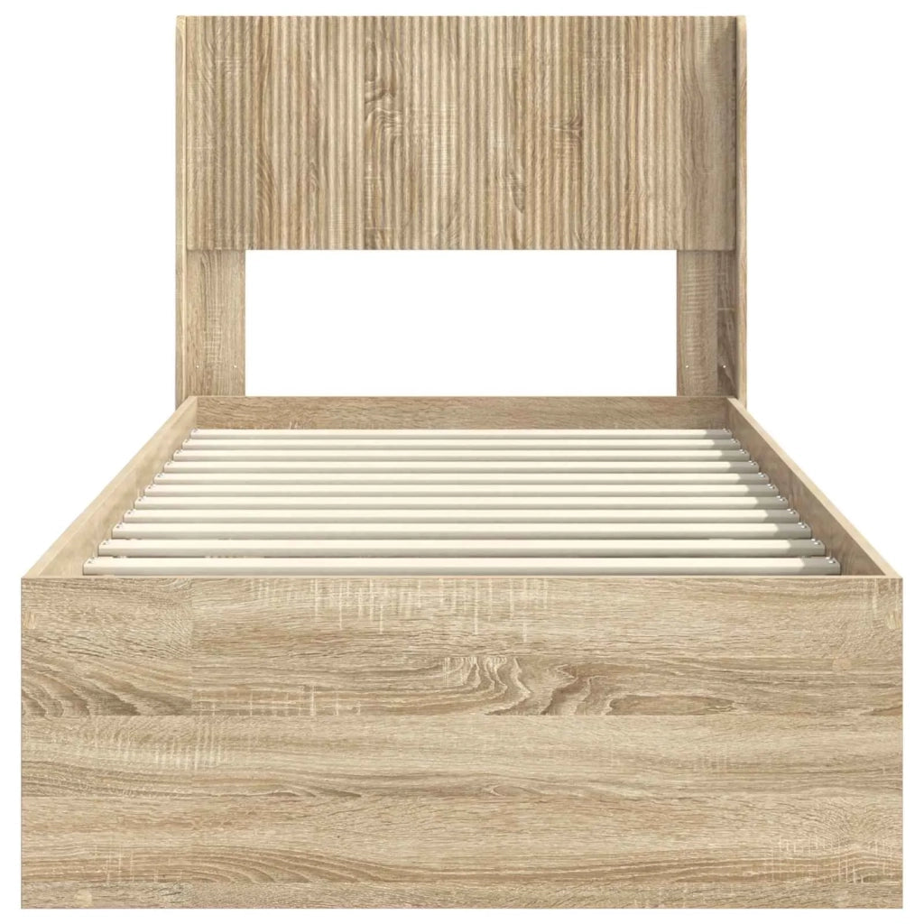 Struttura del letto con stoccaggio e testata-Giroletto con contenitore Rovere Sonoma 367968