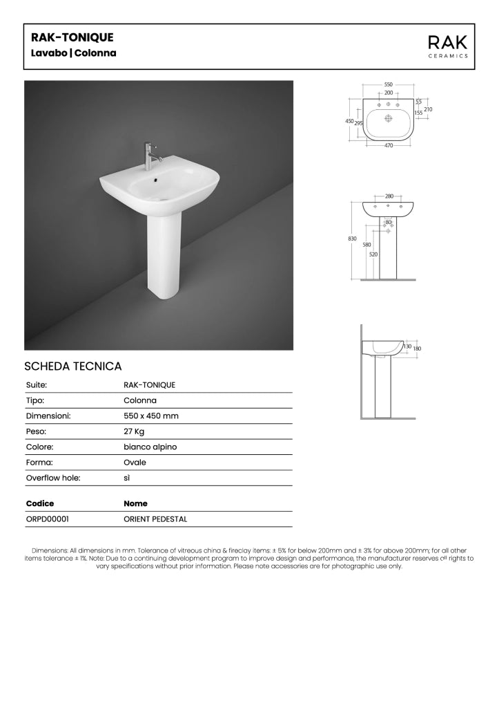 COLONNA RAK ORIENT TONIQUE BIANCO 67x18 cm