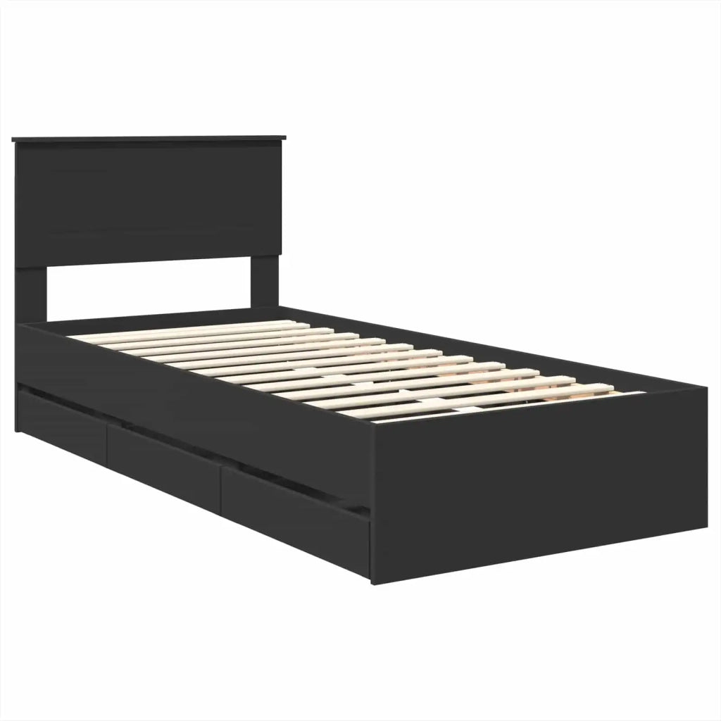 Struttura del letto Nero 75 x 190 cm Legno Ingegnerizzato
