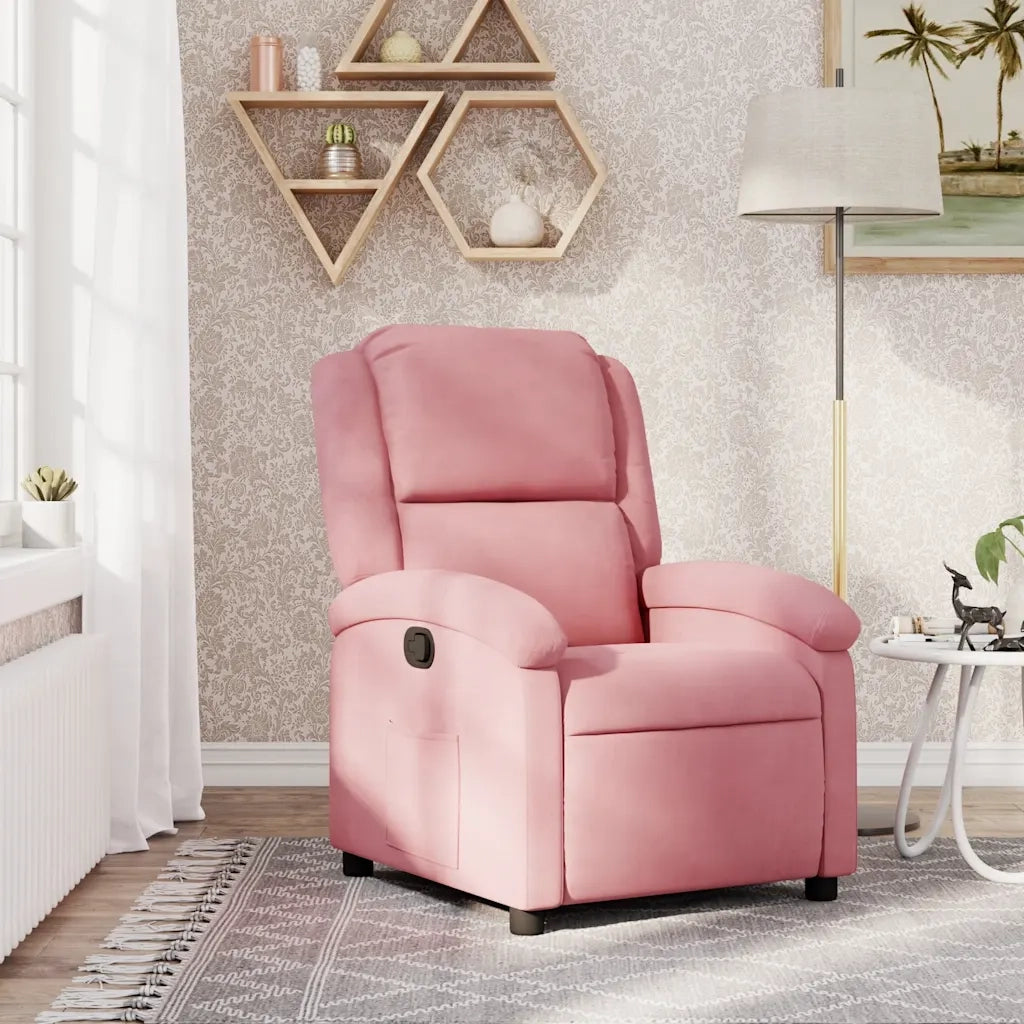Poltrona Reclinabile Rosa in Velluto 371801