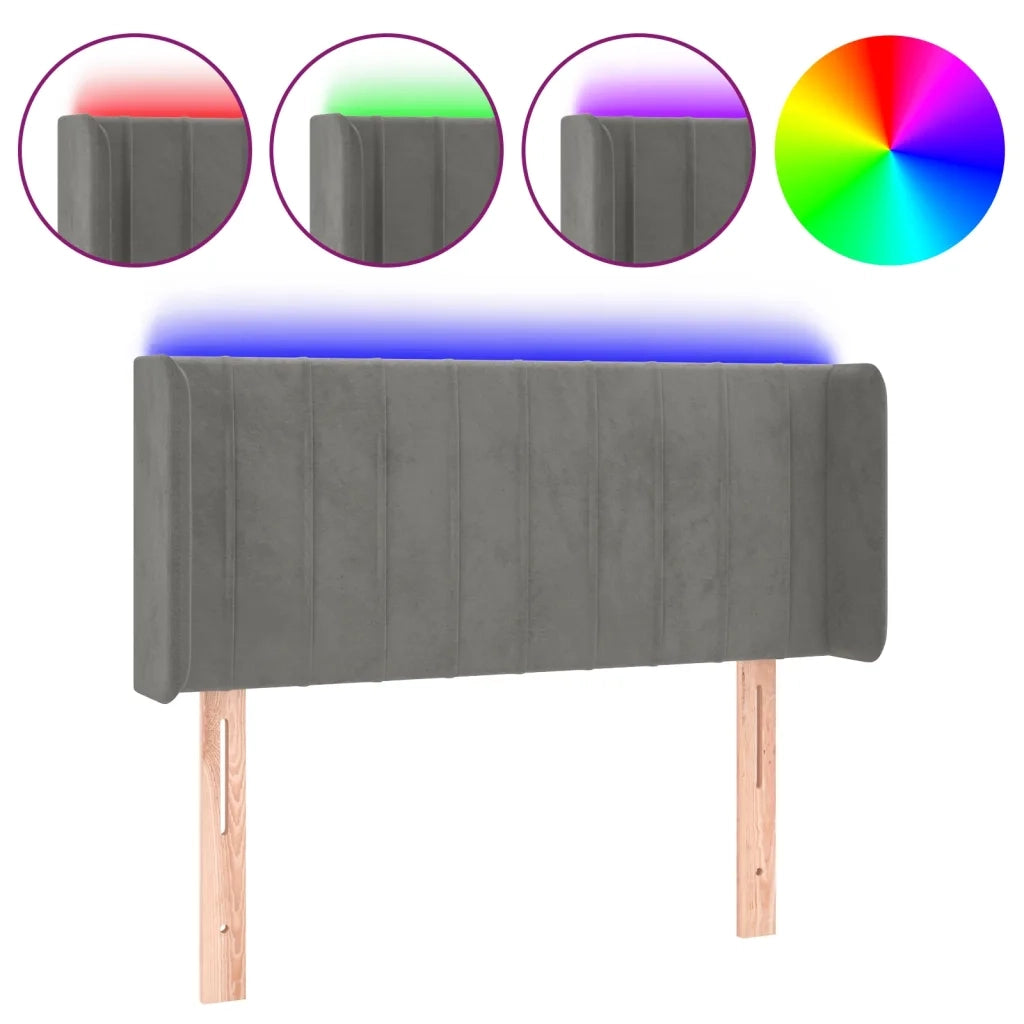Testiera-Testata Decorativa Grigio Chiaro a LED 93x16x78/88 cm in Velluto 872178