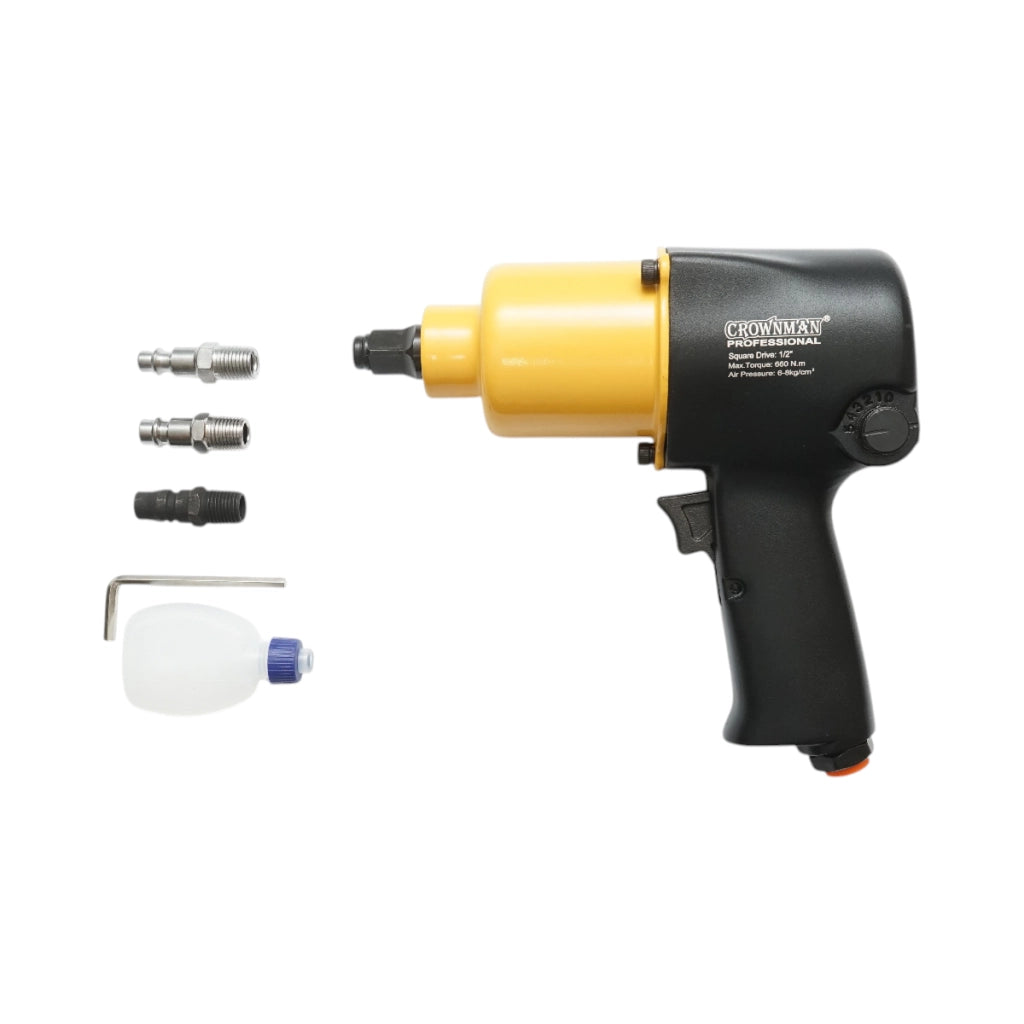Avvitatore pneumatico reversibile a impulsi da 1/2 pollice, 660 Nm, 8500 giri/min, pressione massima 8 bar Crownman