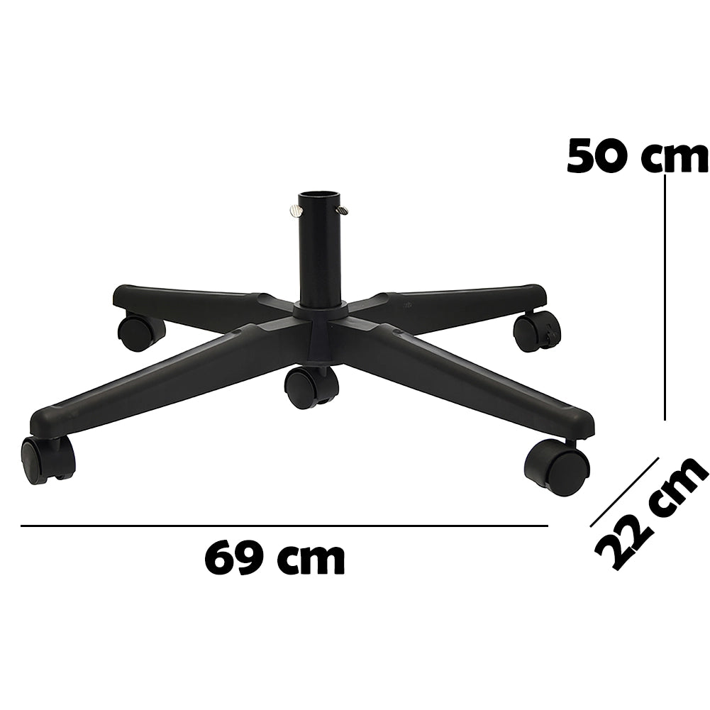 Base Albero di Natale Universale con Ruote Supporto Versatile Nero 69x22x50cm