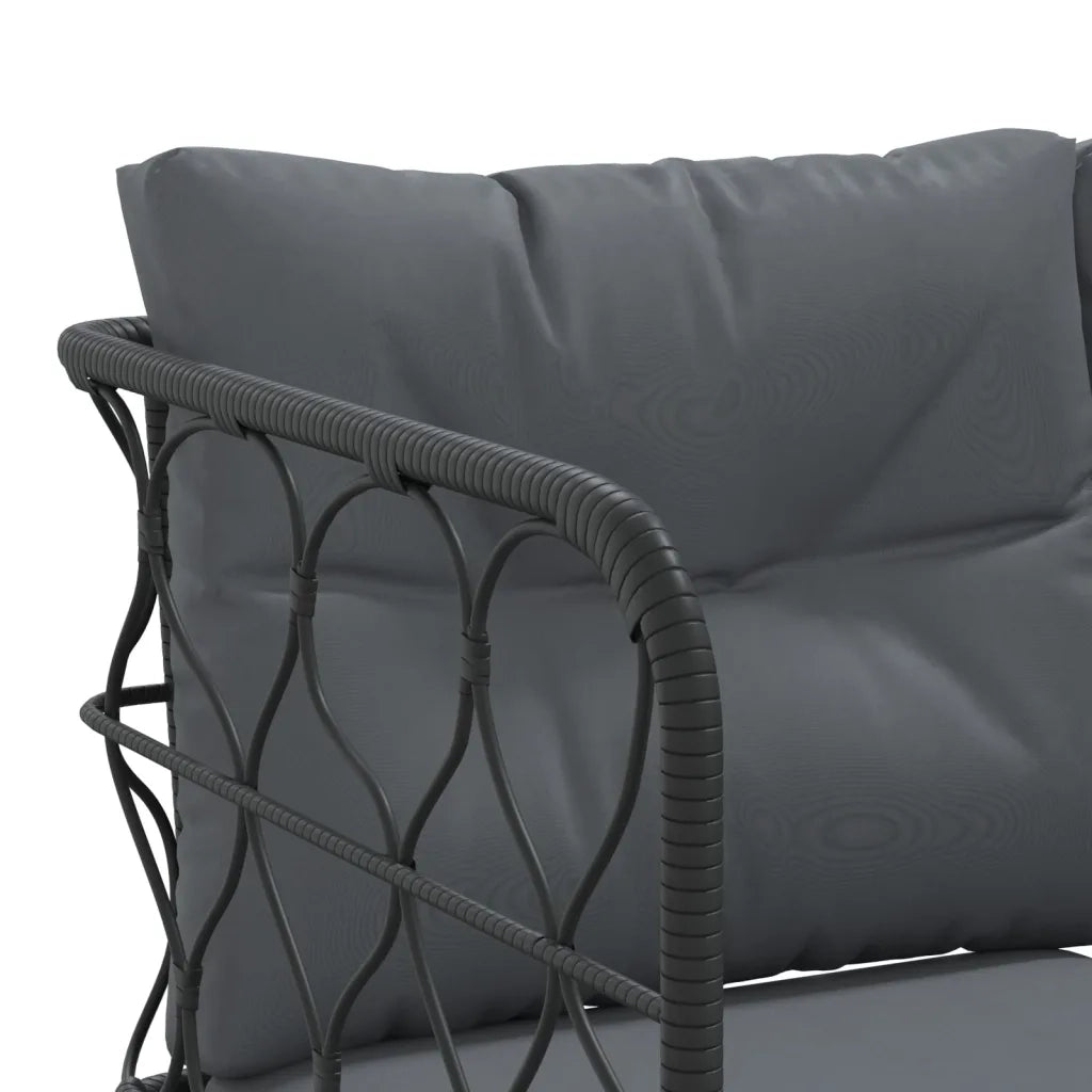 Divano Giardino con Cuscini Forma a L-Sofa da Giardino-Divanetto da esterno Nero Acciaio e Textilene 514957
