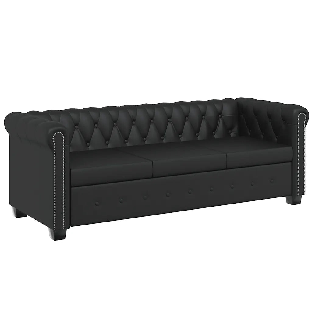 Divani Chesterfield a 2 Posti e a 3 Posti in Similpelle Nero