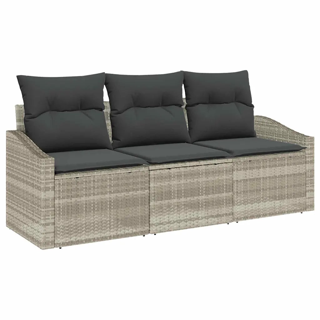 Set di divani con cuscino 3 pcs Grigio chiaro polyrattan 3346582