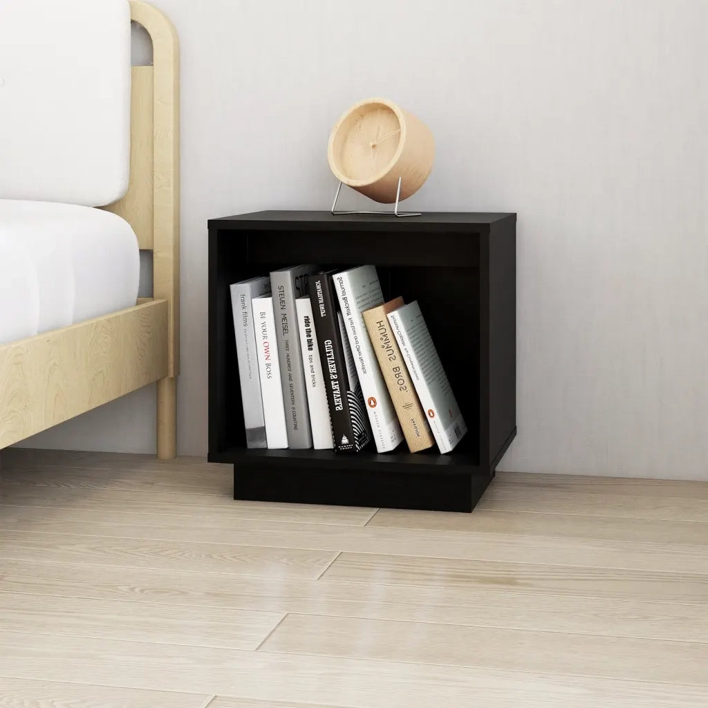 Comodini 2 pz-Set di 2 Tavolino da notte Neri 40x30x40 cm in Legno Massello di Pino