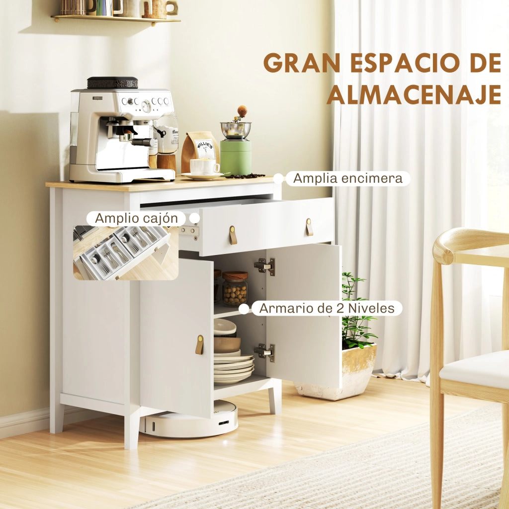 Armadio con cassetti e ripiani ¨C zephmum ¨C bianco e rovere 80x40x90