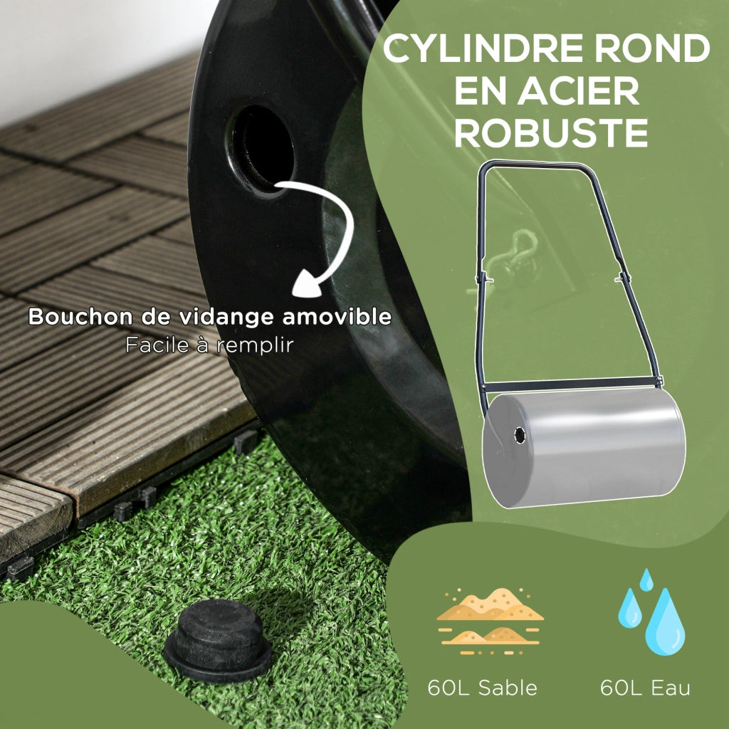 Rullo da giardino riempibile ¨C Minimal ¨C nero 60x32x105 cm