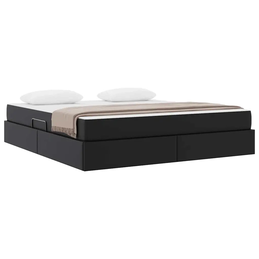 Letto con contenitore e materasso 2 pcs Nero Pelle 3399616