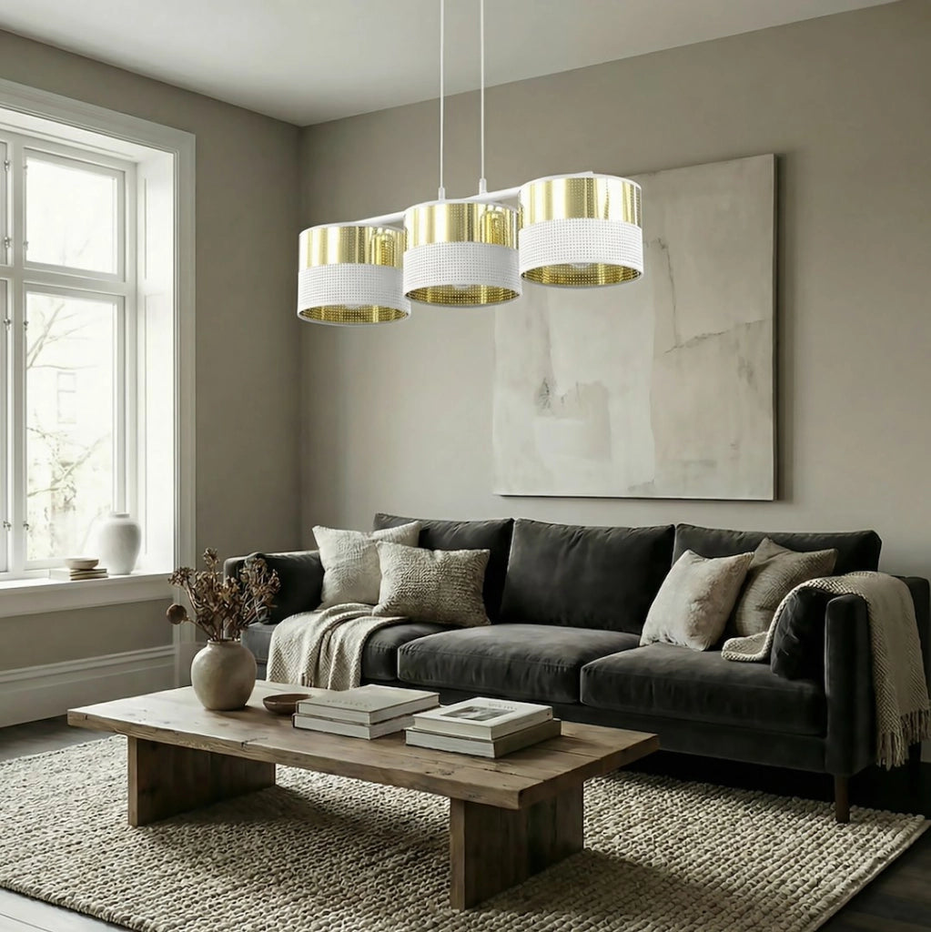 Lampada sospesa LUX bianco oro 3xE27 Emibig