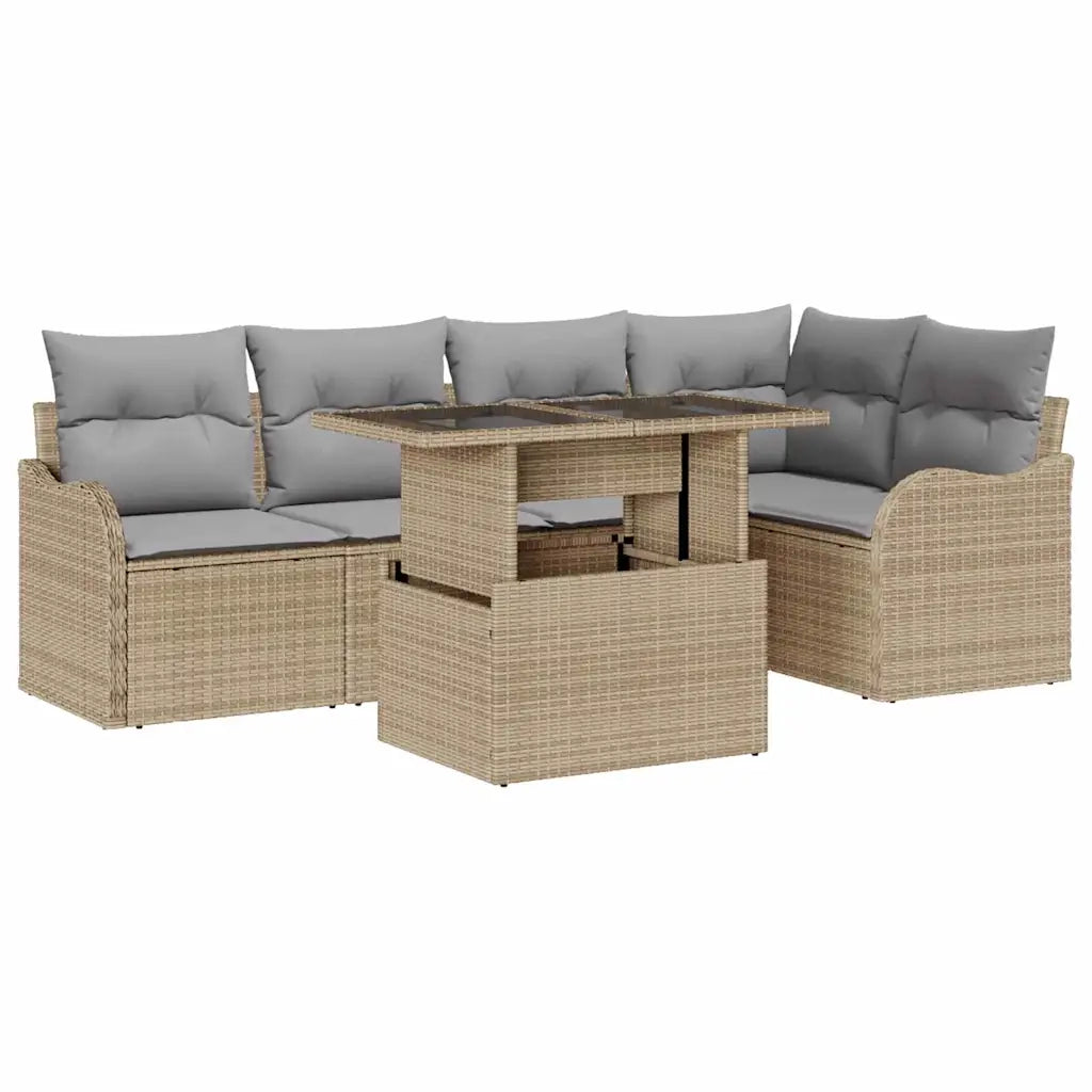 Set Divano da Giardino 6 pcs Beige Rattan in Polipropilene 3357203