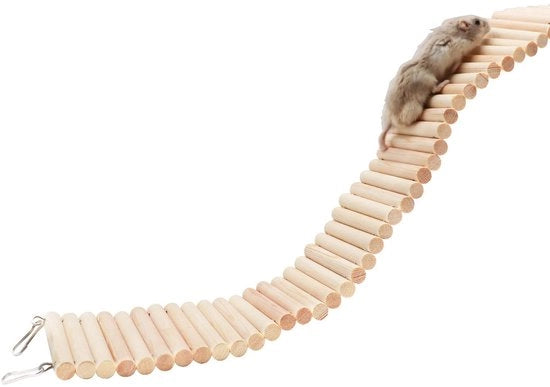 Materiale per hamster - Scala in legno e ponte - Sostenibile e naturale - Adatto per roditori e uccelli - Ideale per giocare e arrampicarsi
