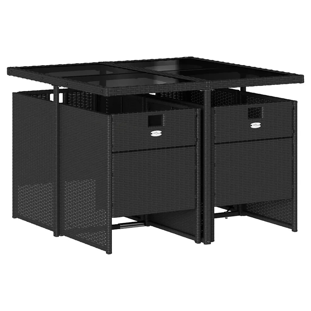 Set da Pranzo da Giardino 5 pz Nero con Cuscini in Polyrattan 3210534