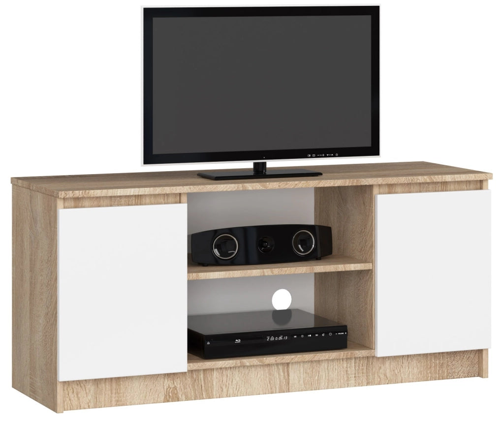 Mobile TV AKORD Sonoma Quercia 120 cm 2 ante inserto frontale Bianco 120x40x55 cm