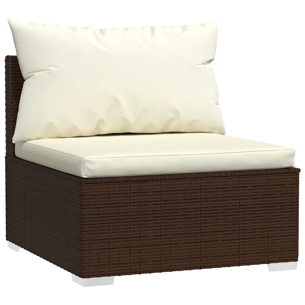 Set Divani da Giardino 4 pz con Cuscini in Polyrattan Marrone 3101642