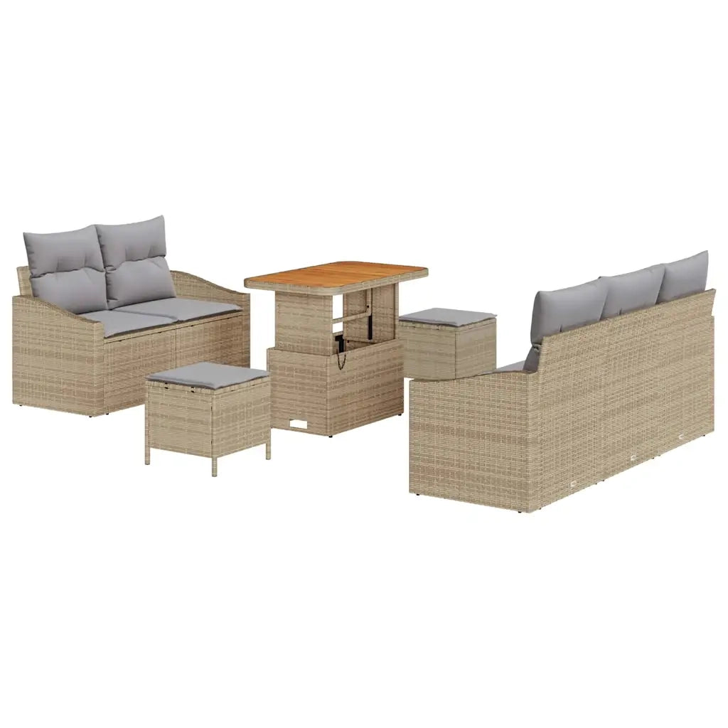 Set Divano da Giardino con cuscino 8 pcs Beige polyrattan 3362602