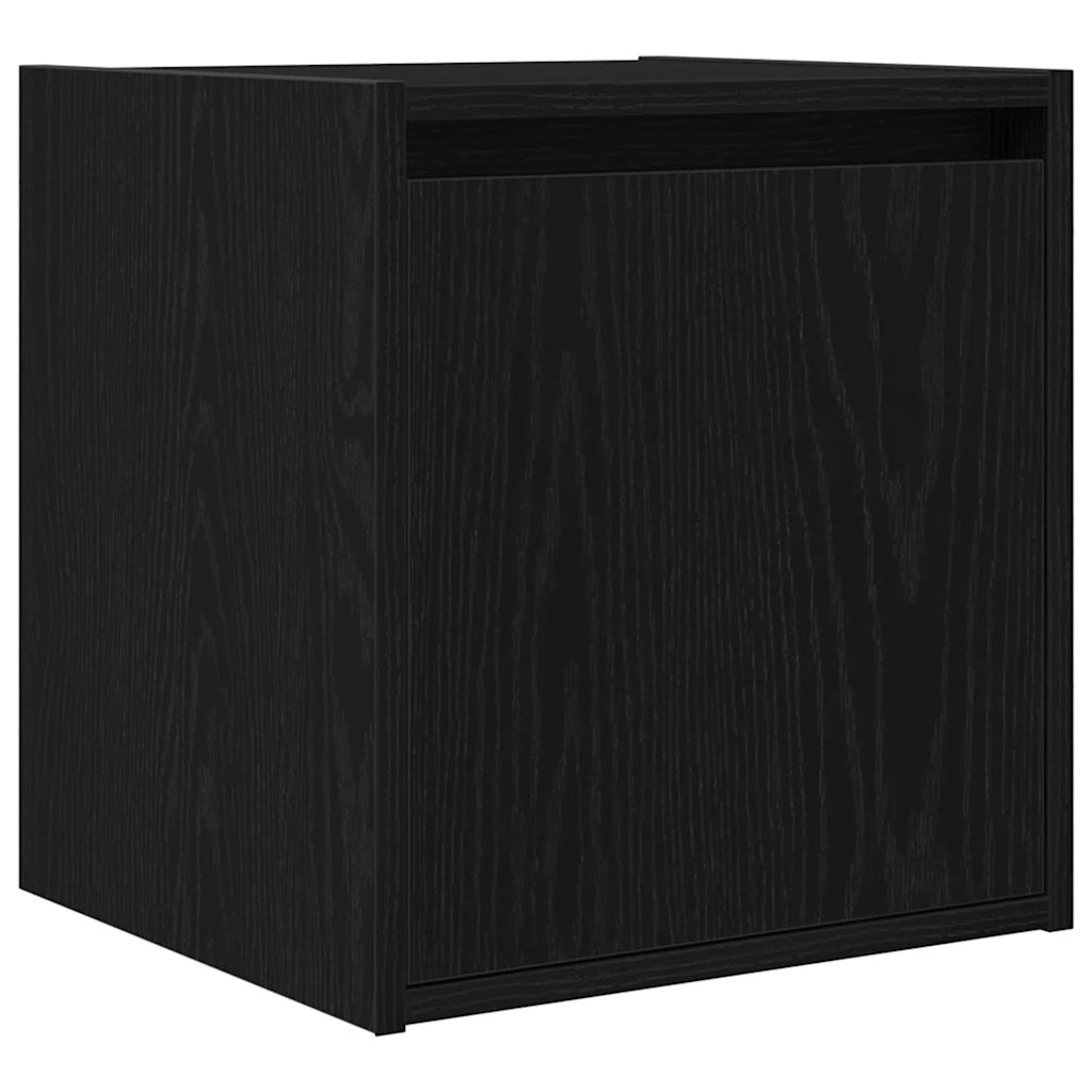 Comodino a Muro-Tavolino da notte sospeso Rovere Nero 38x34x40 cm 165686