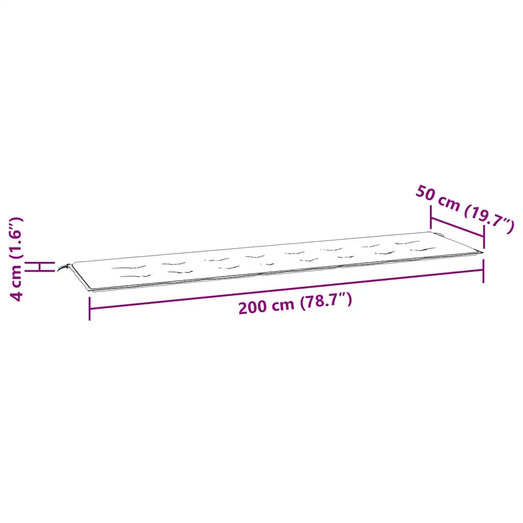 Cuscino per Panca da Giardino Multicolore 200x50x4cm in Tessuto 361203