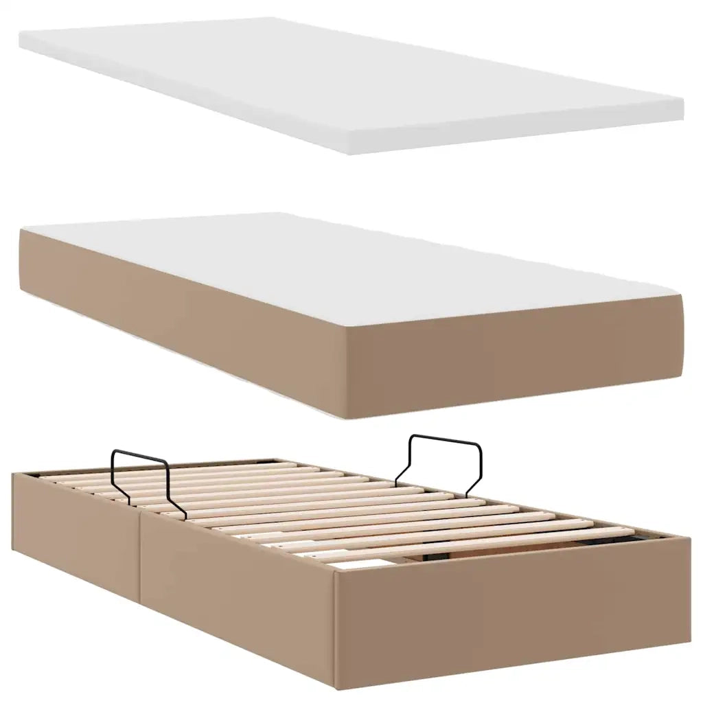 Letto con contenitore e materasso Cappuccino 100 x 200 cm 3370153