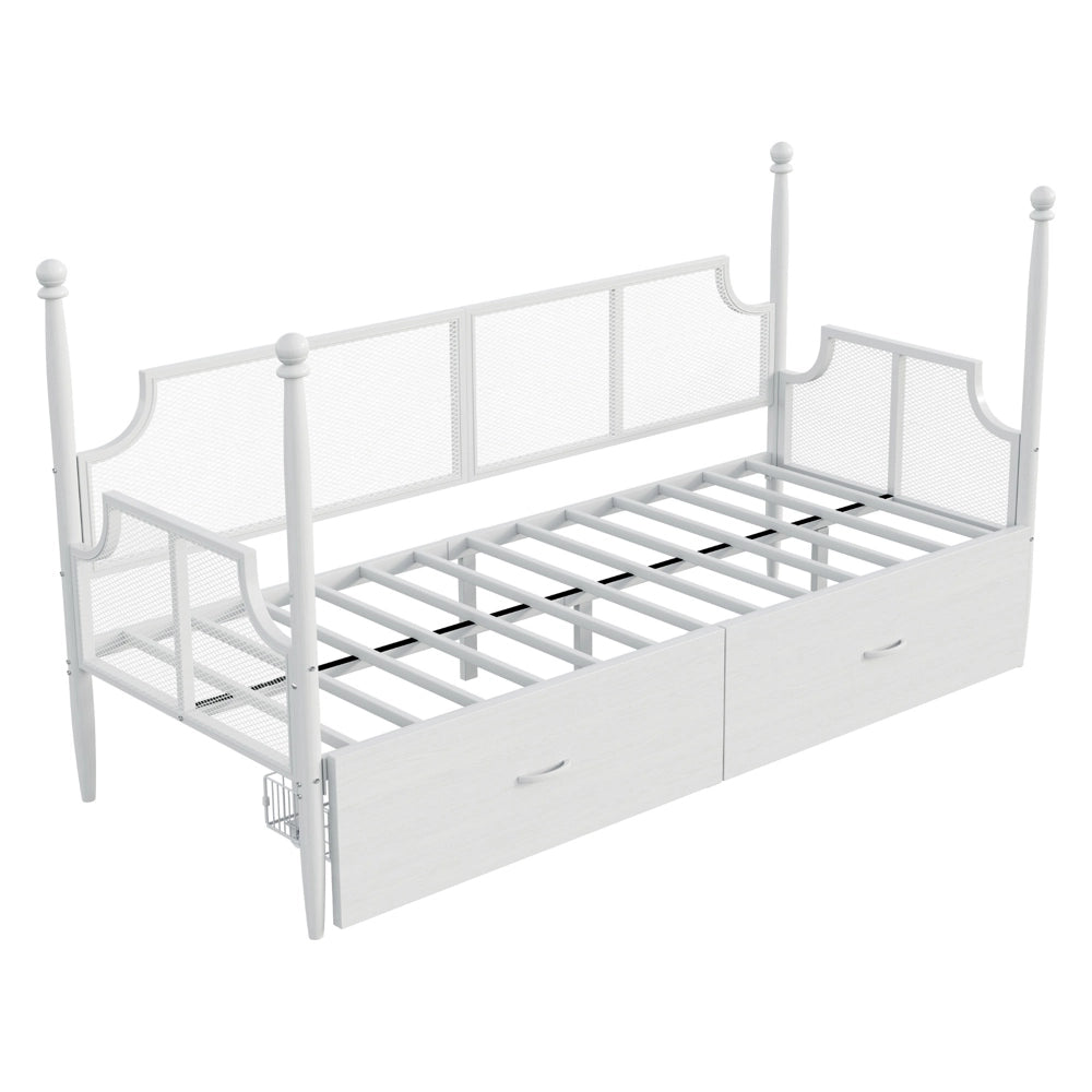 Divano letto - Xylo - 90x200 cm vintage bianco