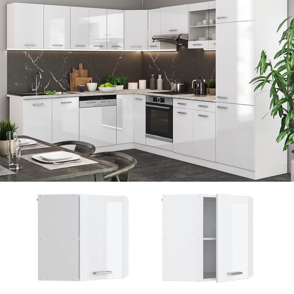 Mobile angolare da cucina R-Line Bianco lucido/Bianco 57 cm Vicco