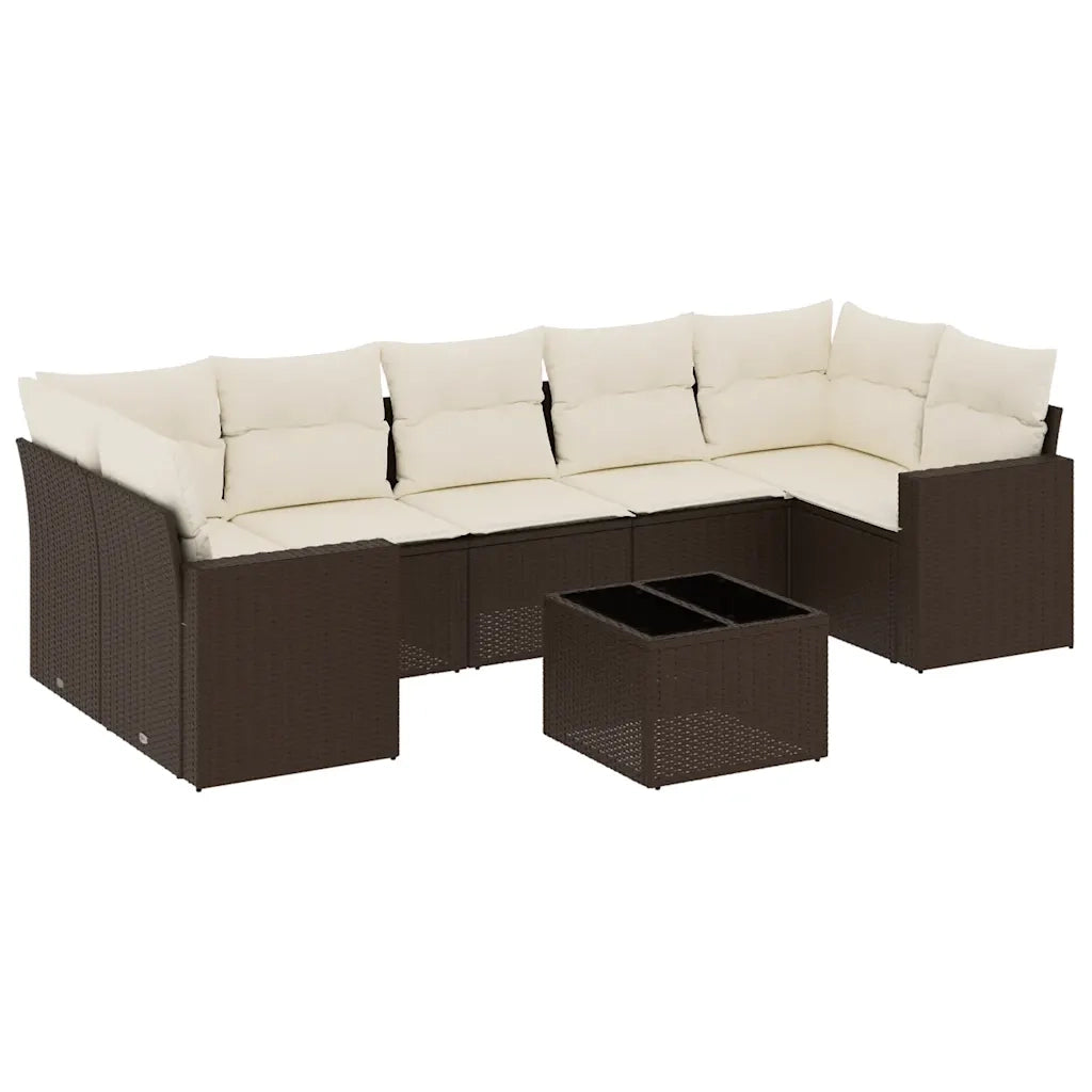 Set Divani da Giardino 8 pz con Cuscini Marrone in Polyrattan 3251080