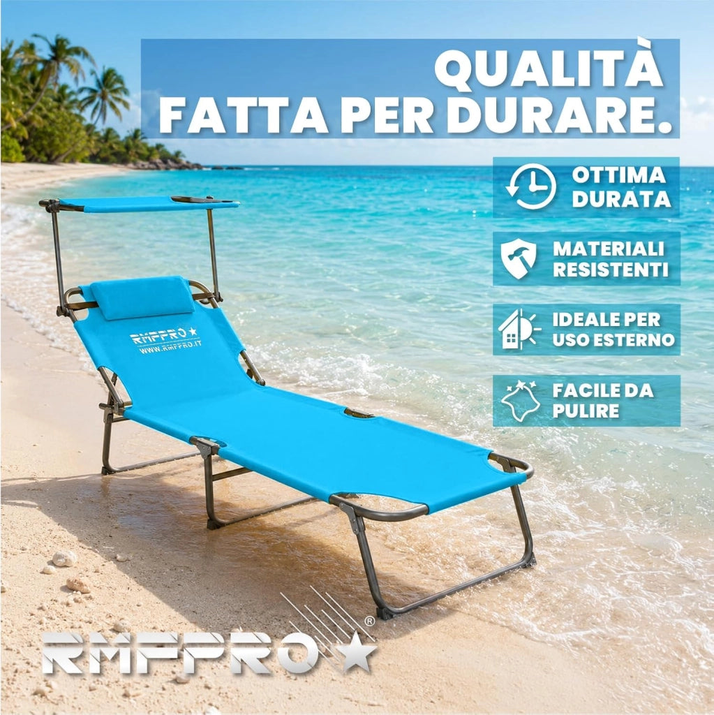 RMF PRO SET 2 LETTINI PIEGHEVOLE CON PARASOLE BLU