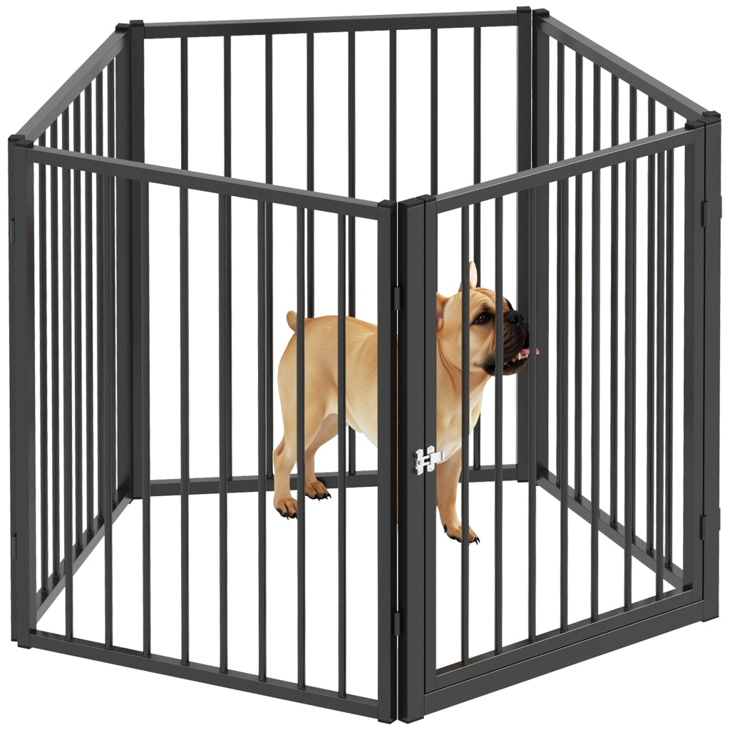 Recinto per Cani 5 Pannelli ¨C zephmum ¨C Nero Pieghevole