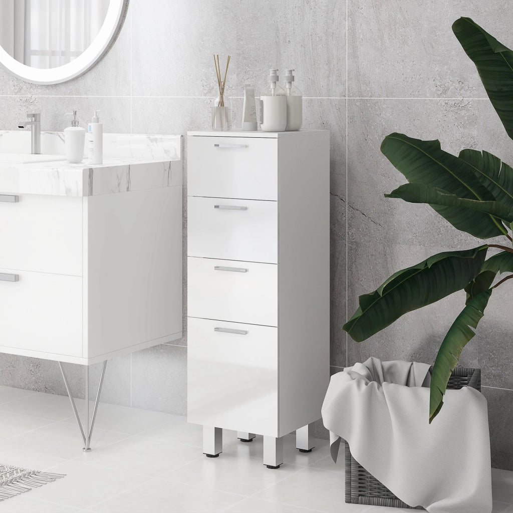Mobile da bagno con cassetti ¨C Minimal ¨C Bianco 30x30x93