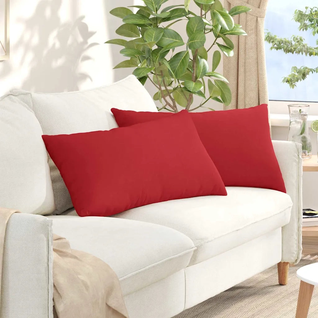 Cuscini da Divano 2 pz-Set di 2 Cuscini per Sofa Rosso 80 x 40 cm Tessuto