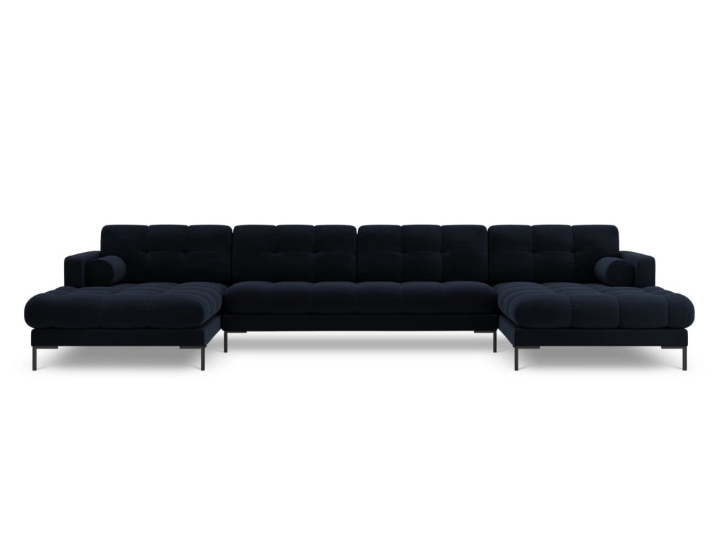 Cosmopolitan Design - Divano panoramico "Bali" 7 posti in velluto blu scuro 