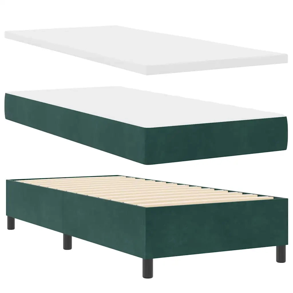 Letto a Sorgente LED Verde Scuro 90 x 200 cm Tessuto