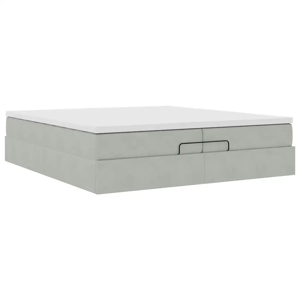 Struttura Letto Pouf con Materassi 200x200 cm Velluto 3311207