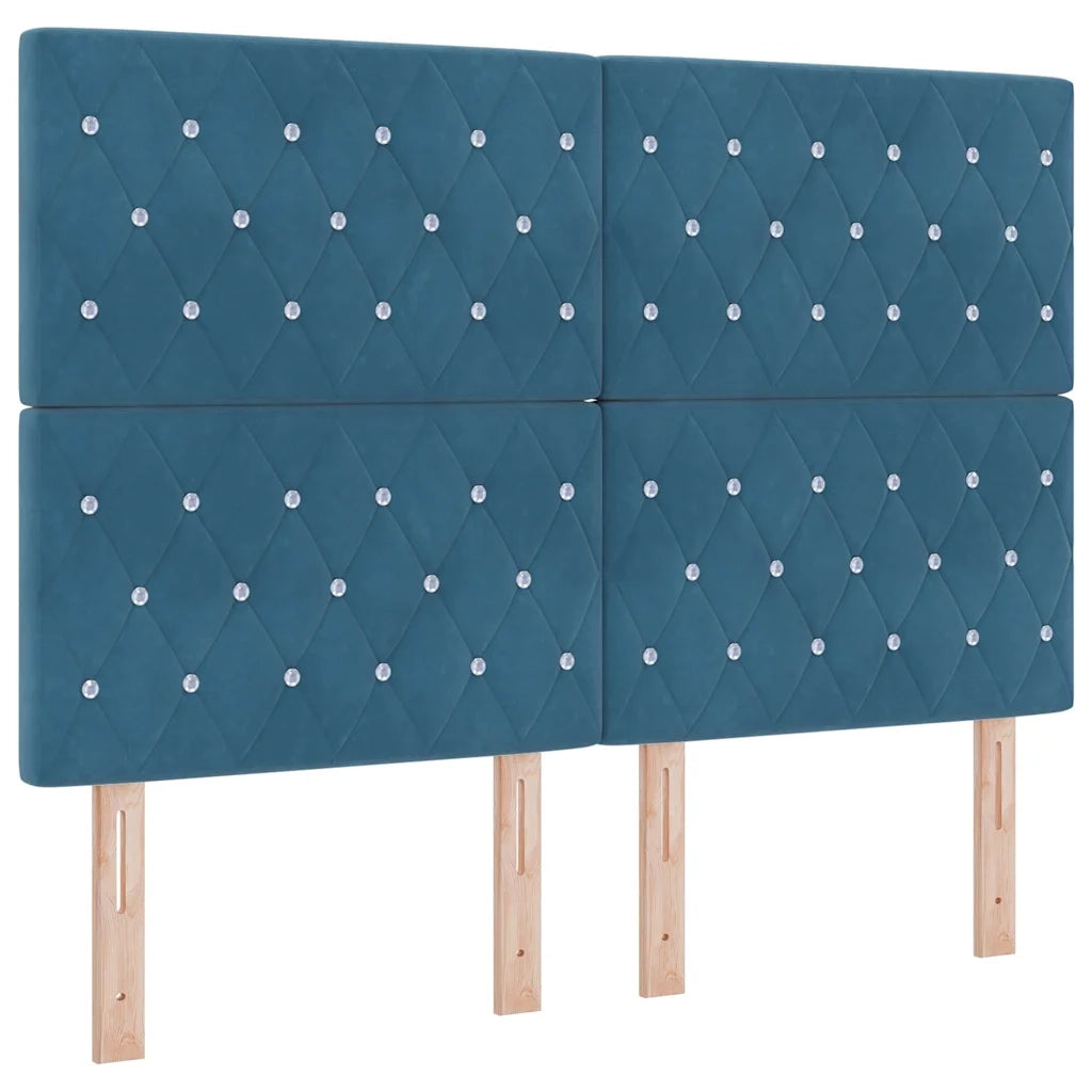 Letto a molle con materasso Blu Scuro 200 x 140 cm Velluto 3340878