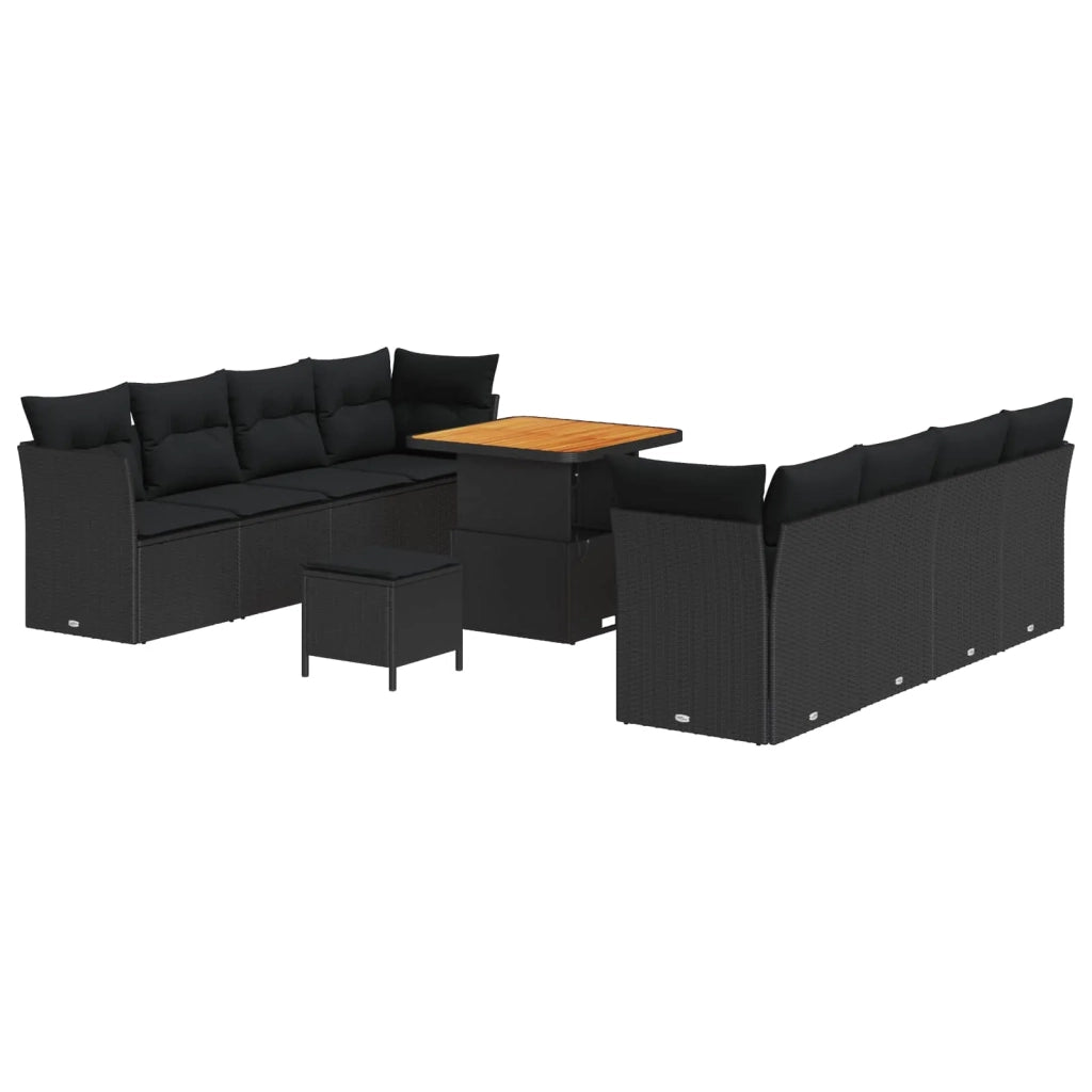 Set Divano da Giardino 11 pcs Nero polyrattan 3361454