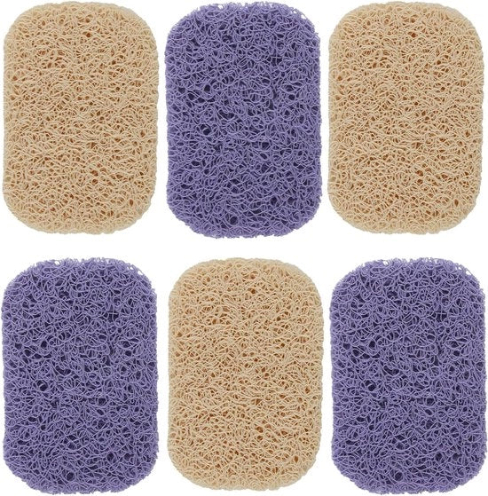Contenitore di sapone in luffa - 6 pezzi - beige e grigio