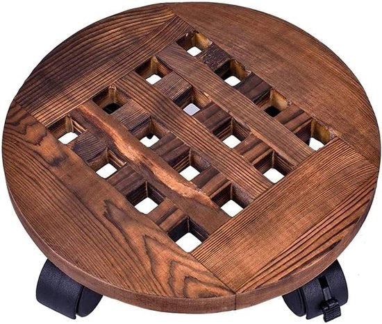 Cassetto per piante - 25 cm Cassetto in legno con ruote, finitura scura - Decorazione per giardino Indoor/Outdoor (Marrone)