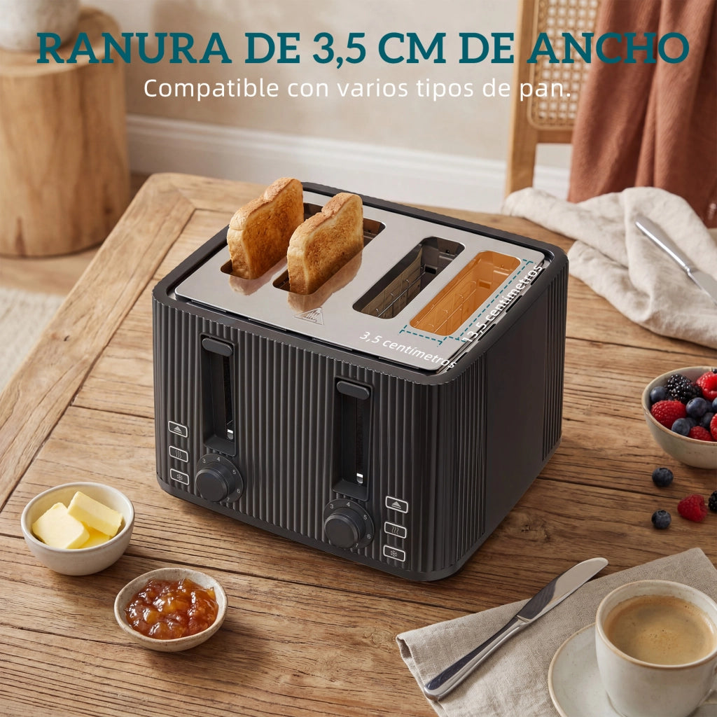 Tostapane 4 Fette Largo ¨C zephmum ¨C Nero
