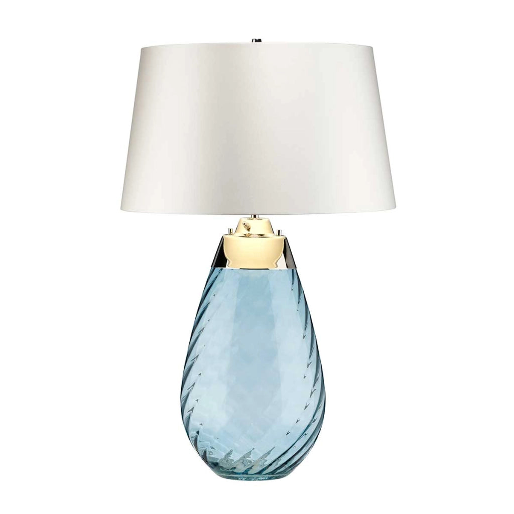 Lampada da tavolo Lena vetro blu paralume bianco Elstead