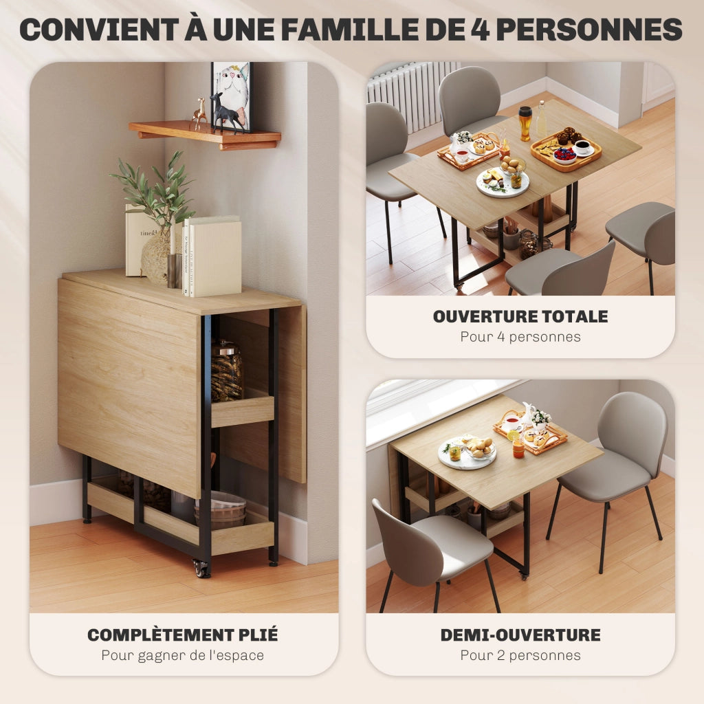 Tavolo da pranzo pieghevole ¨C Minimal ¨C quercia, con ruote